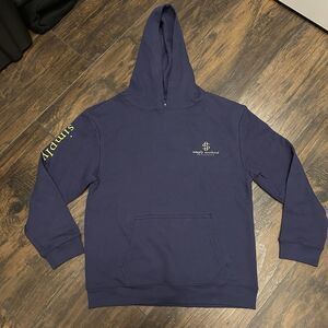 NWT Simply Southern Youth Medium Be the Light Hooded Sweatshirt Navy Fireflies
